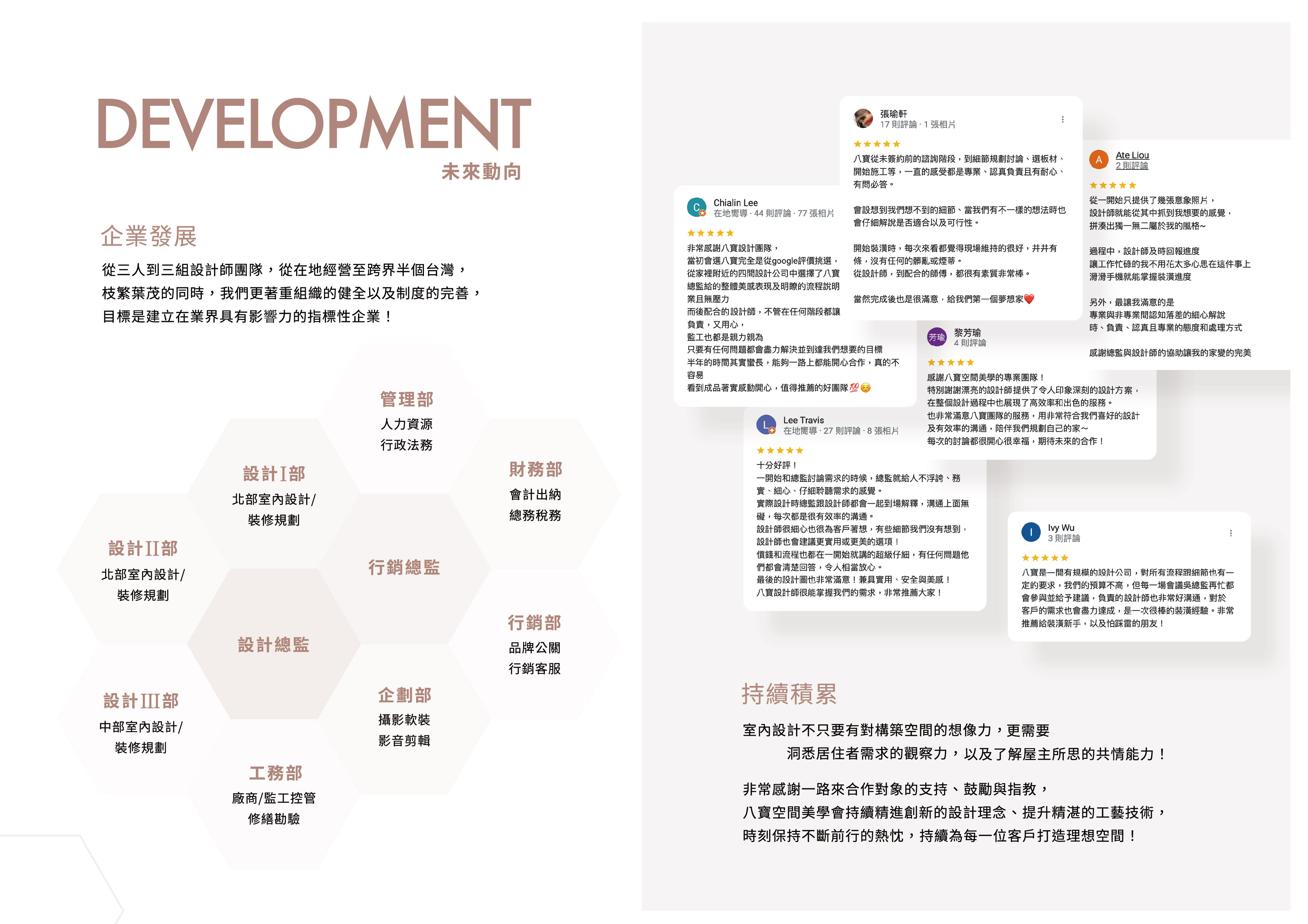 ▲這樣豐富的團隊配置,不僅代表公司的專業深度,也讓許多八寶客戶感受到真正的服務價值與設計品質